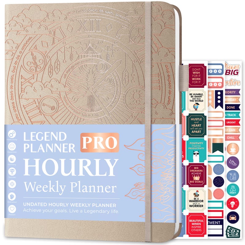 Legend Planner PRO Hourly Schedule - Weekly & Daily Organizer with Time Slots. Appointment Book Journal for Work & Personal, A4 (Seashell) - Image 1